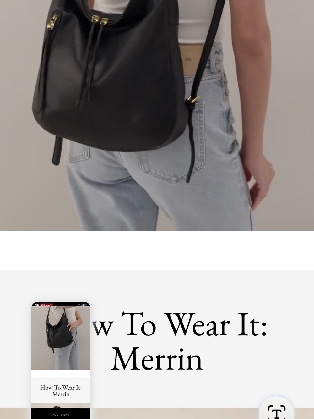 HOBO Black Leather Shoulder Hobo Bag brasslike Hardware - Picture 2 of 5